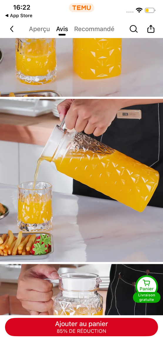 Carafe à jus en verre