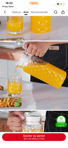 Carafe à jus en verre