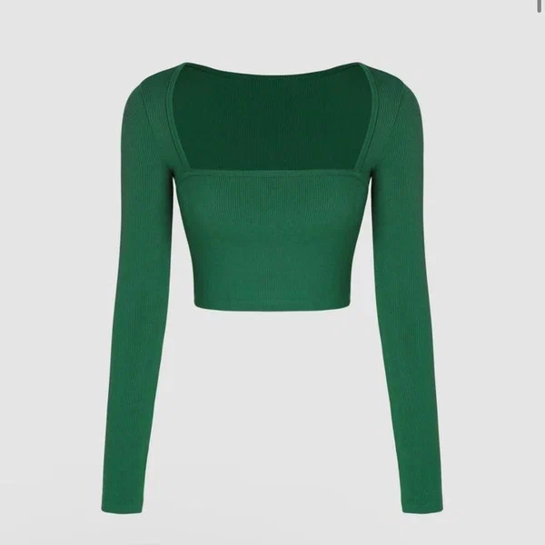 Top court en maille vert