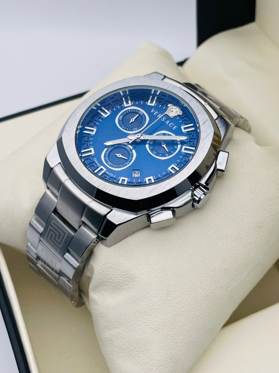 Montre Chronographe Acier Bleu