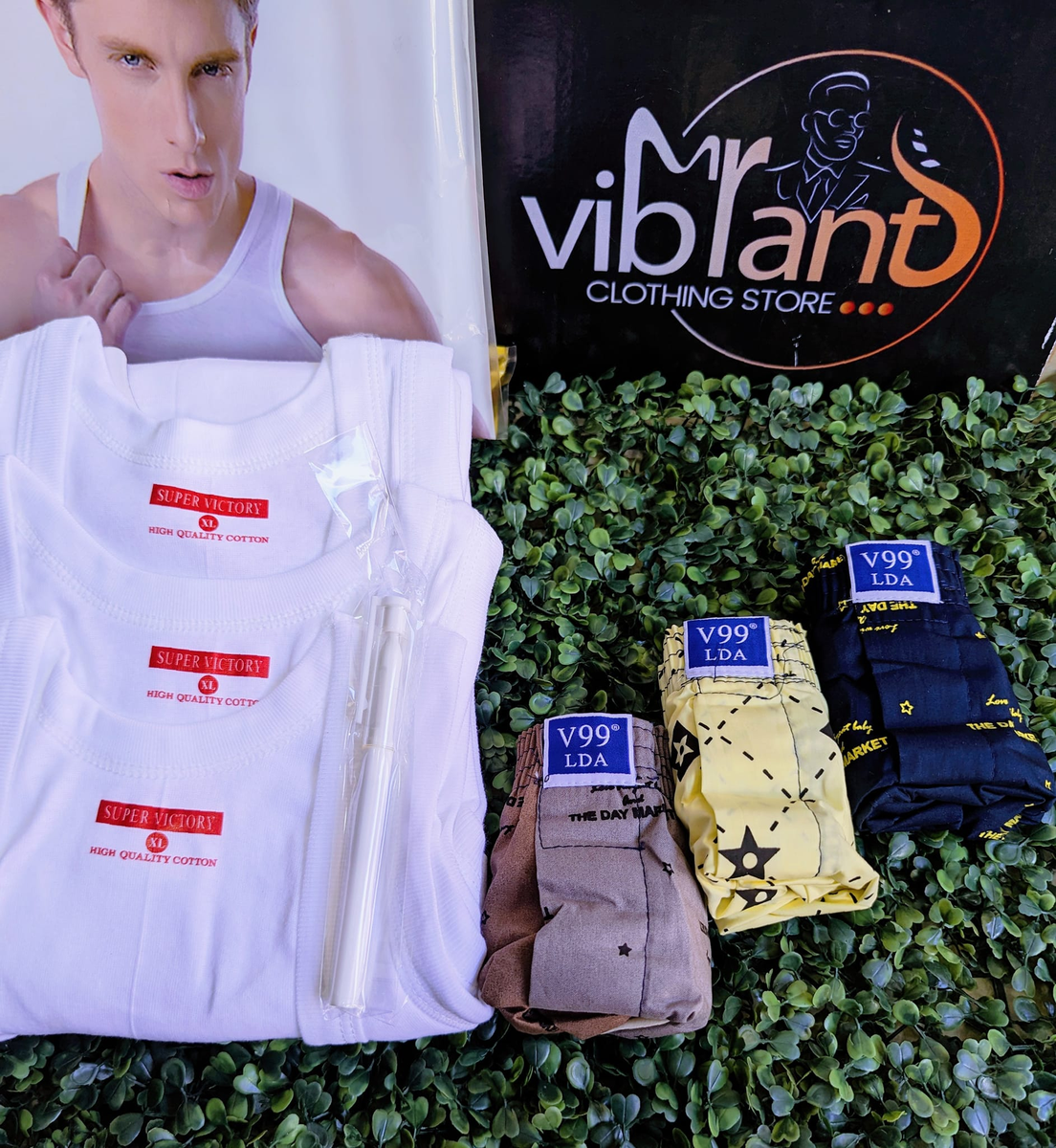 Combo of 3 set of vests and 3 set of boxers