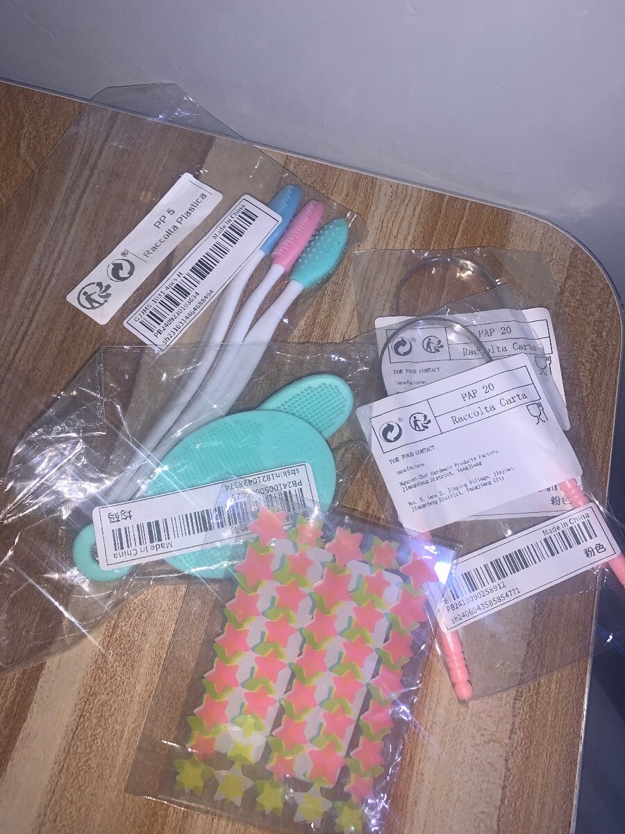 lip brush, pimple patches, tongue scrappers and nose brush