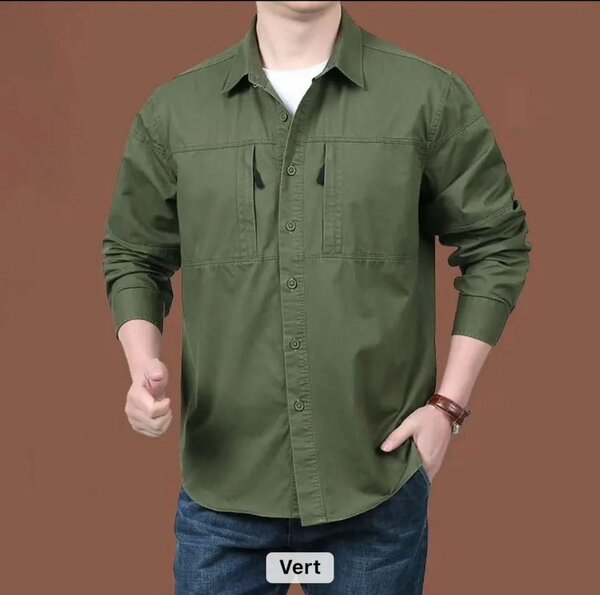 Chemise Verte Décontractée Homme