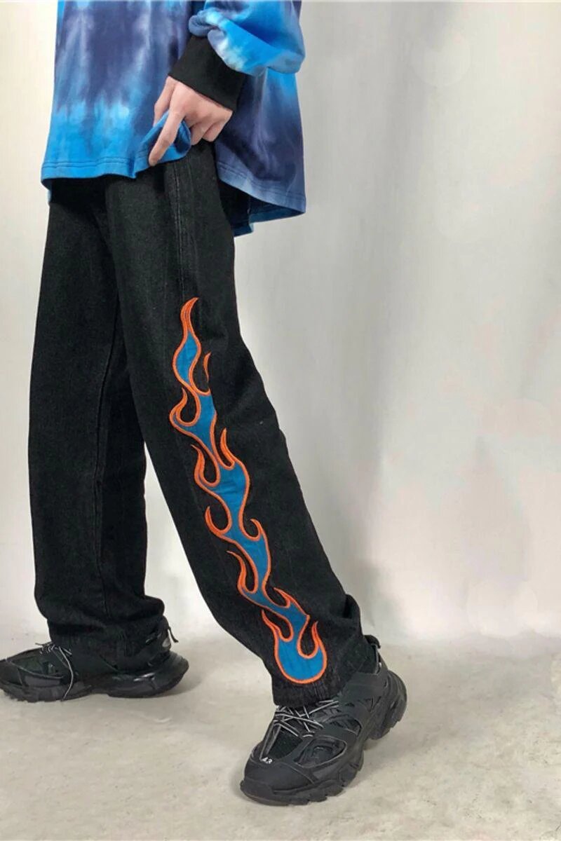 Pantalon unisexe flammes