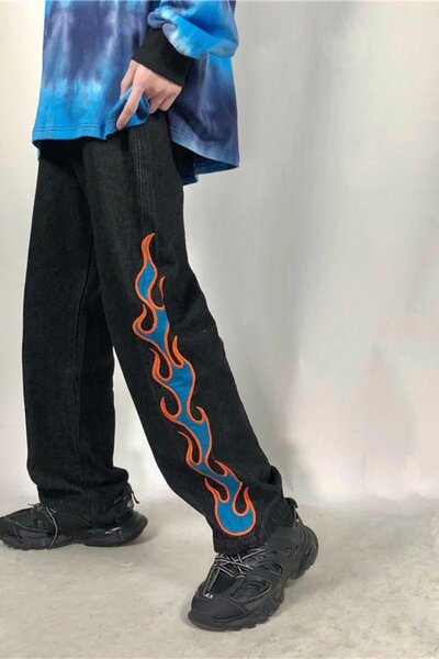 Pantalon unisexe flammes