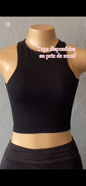 Débardeur court noir femme