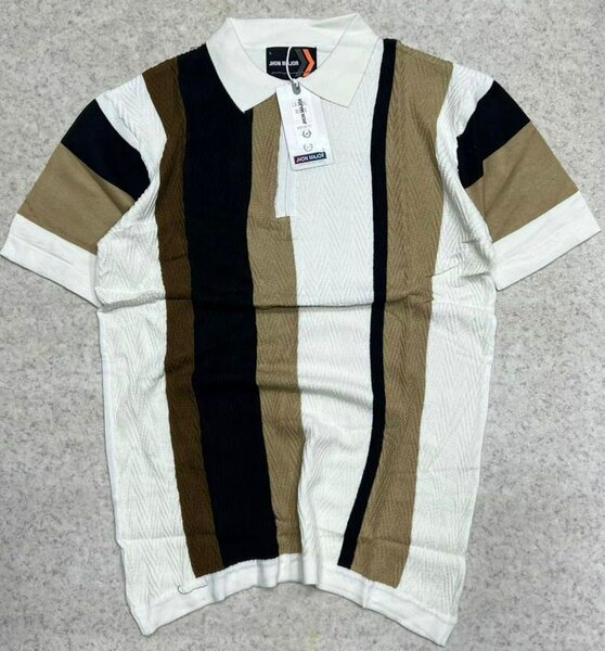 Polo rayé en maille légère