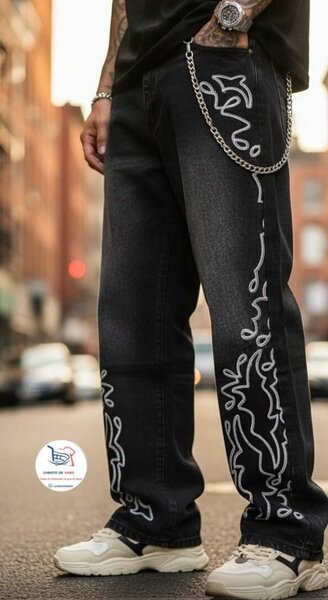 Jeans noirs avec motifs stylés