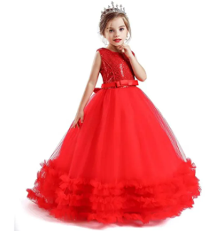 Flower Dress Kids Ball Gowns ( Fabric Sequin An Net)