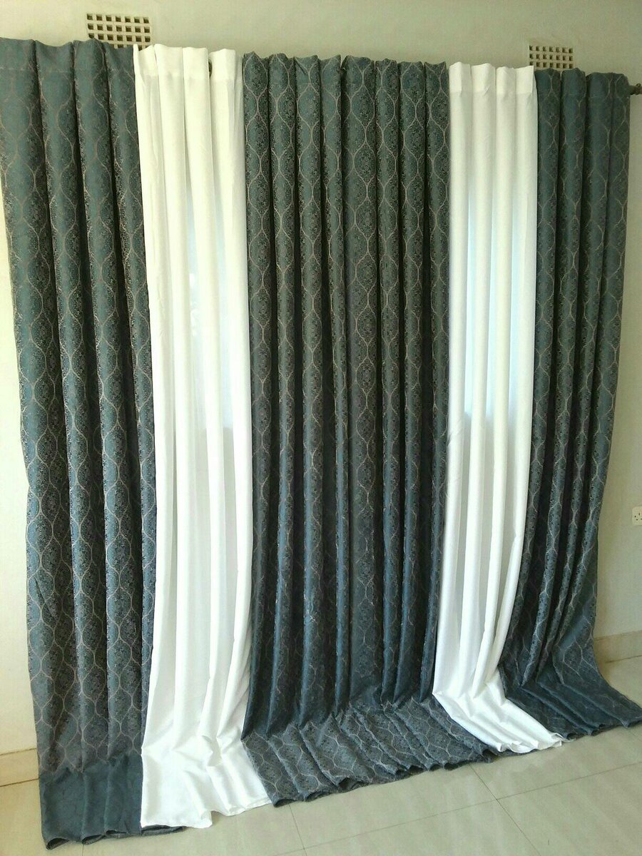 2 drops of curtains white and green