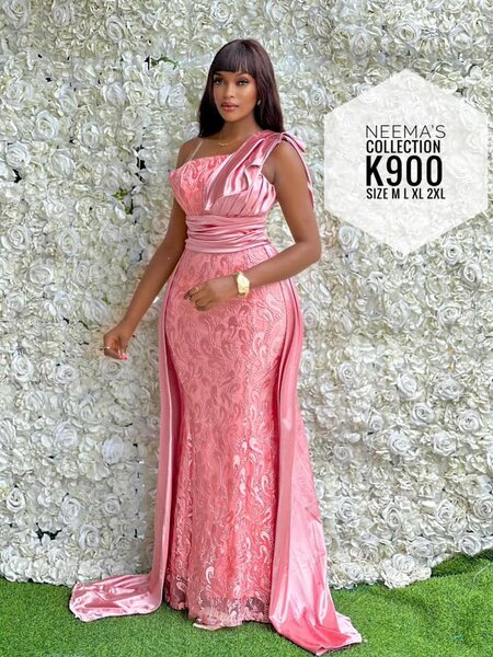 Women's long evening dress in   pink