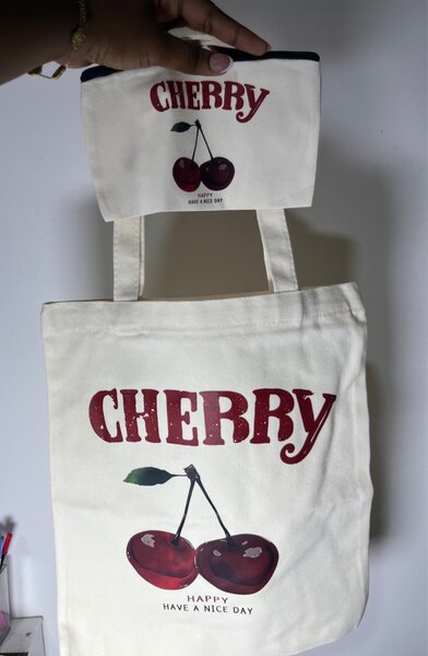 Tote bag +trousse cherry