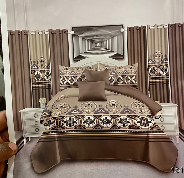 7 pieces bedspread  Comes with 2 curtains, 2 continental pillowcases as d 2 stander pillowcases 