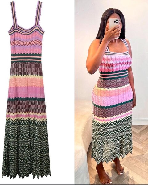 Robe tricotée à rayures