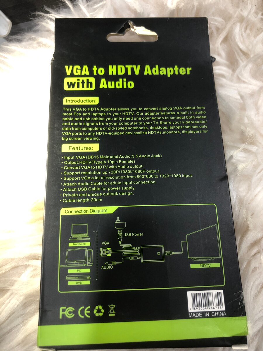 Adaptateur VGA vers HDTV avec audio