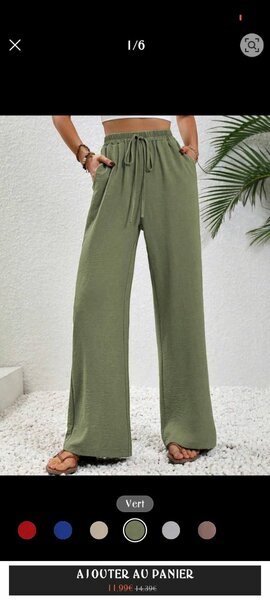 Pantalon large vert femme