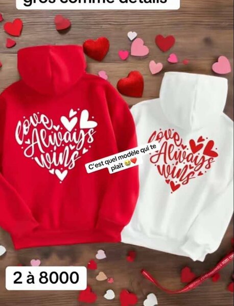 Sweat à capuche personnalisé pour couple