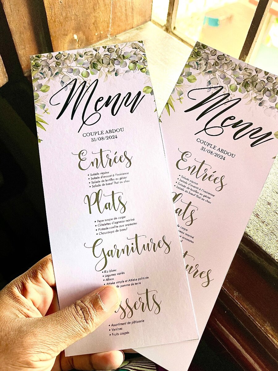 Menus de Mariage Élégants