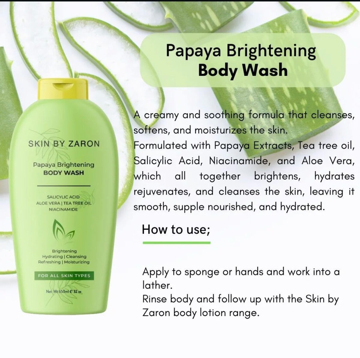 Skin By Zaron Papaya Body Wash