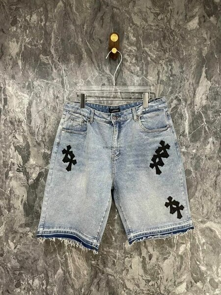 Shorts en jean brodés hommes