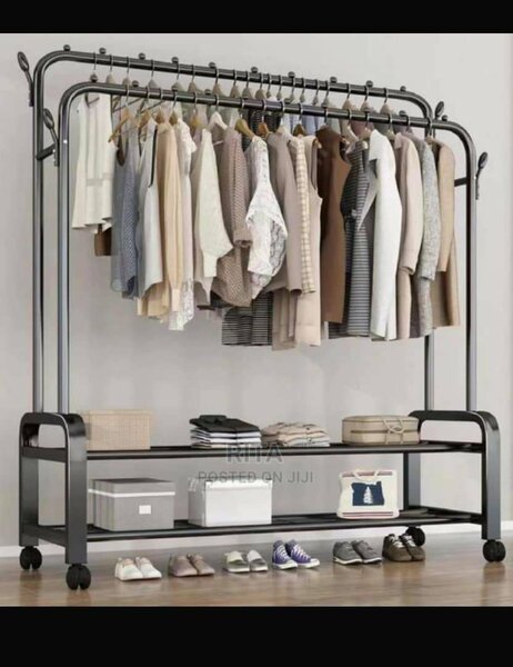 Double Row Multipurpose Clothes and Shoe Rack