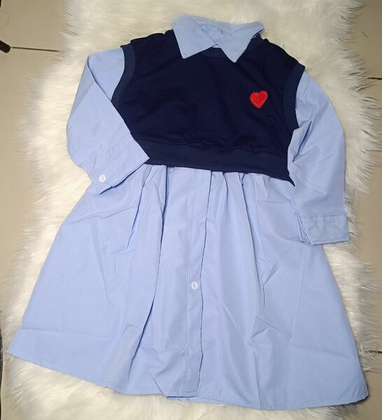 Robe Chemise Enfant avec Broderie Cœur