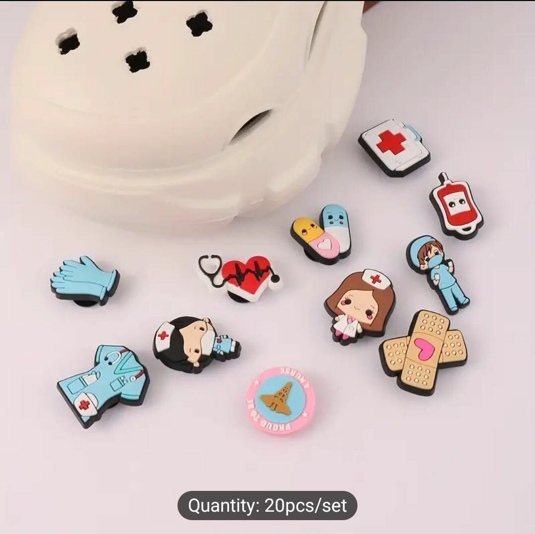 20pcs/set Shoe Buckles, Fashionable Nurse clogs
