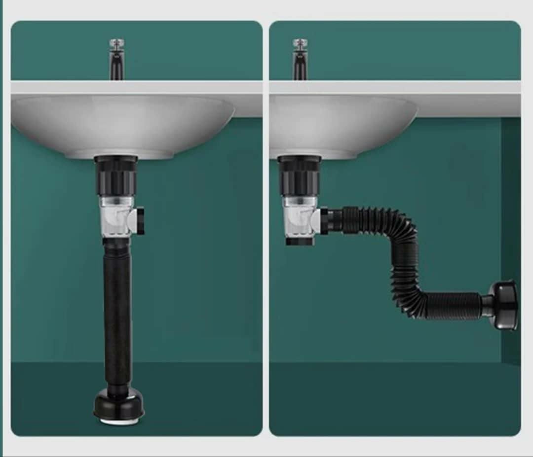 Siphon flexible extensible évier