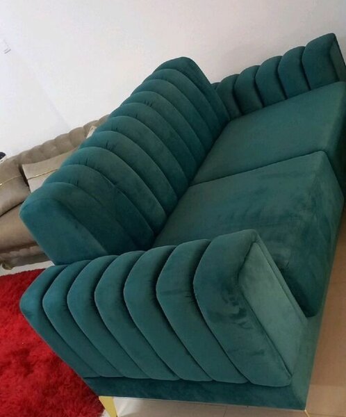 Canapé d'angle vert sarcelle en velours