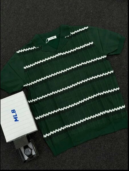 Polo vert rayé homme