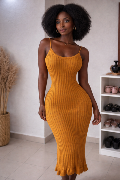 Robe en tricot orange