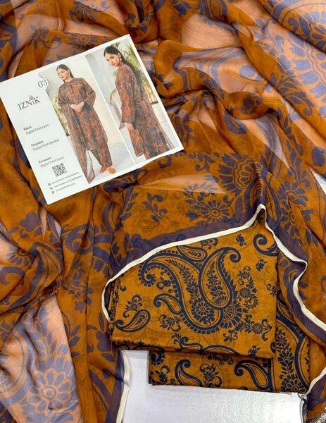 Lady's 3pc Unstich Suit IZNIK LAWN COLLECTION