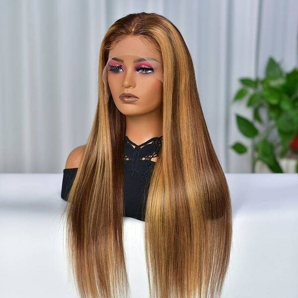 Perruque longue lisse blonde