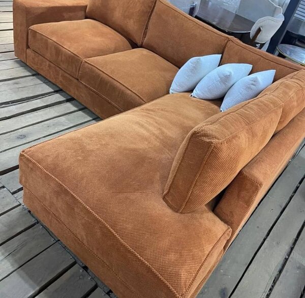Canapé d'angle en tissu marron