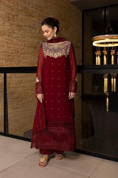 Chiffon and satin silk 3 pc