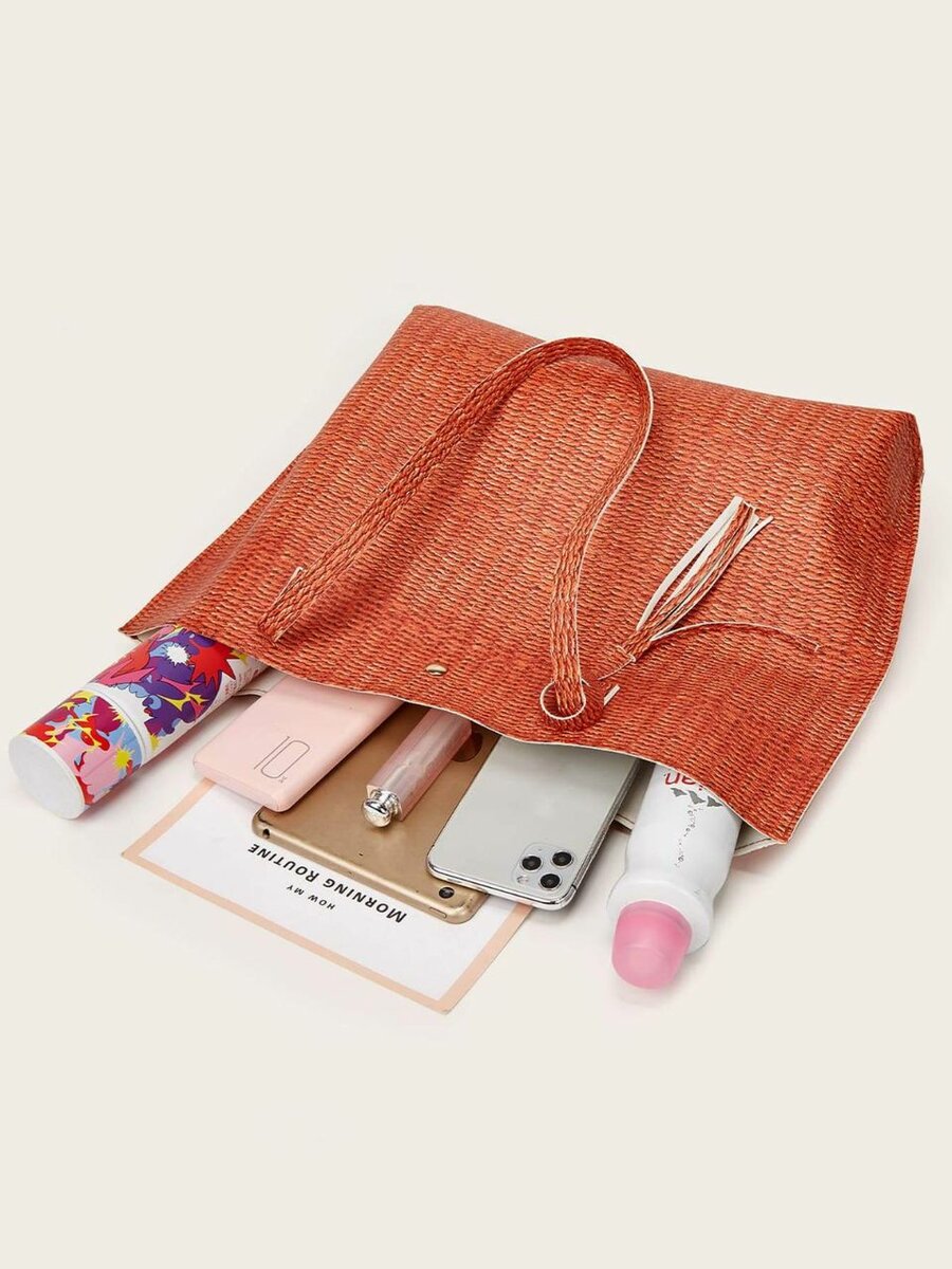 Sac cabas en paille orange