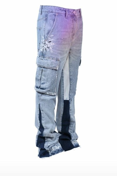 Jeans cargo déchirés avec poche latérale