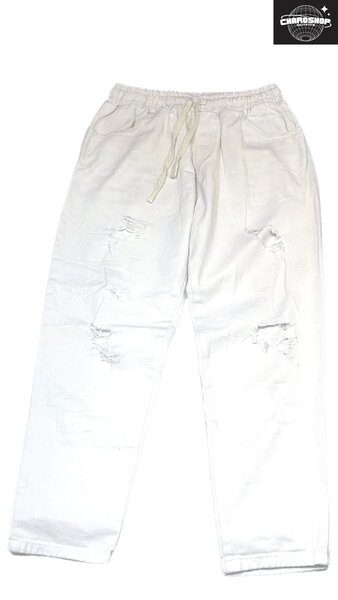 Pantalon Jogger Blanc Déchiré