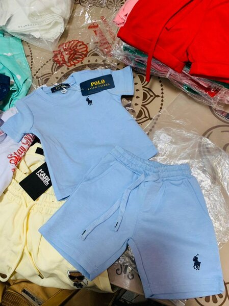 Ensemble bébé bleu en coton