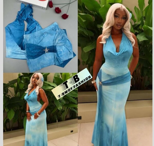 Robe Longue Bleue Élégante