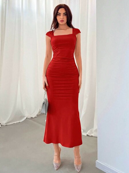 Elegant Square Neck Gown