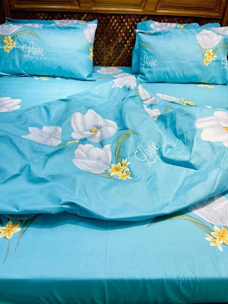  set includes 2 bedsheets and 4 pillowcases.