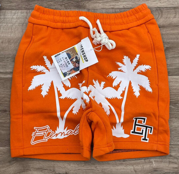 Shorts Été Orange Palmiers