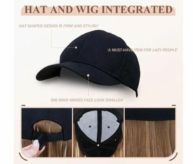 Casquette avec perruque intégrée