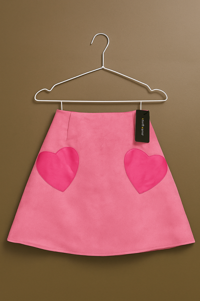 Jupe rose à cœurs mode