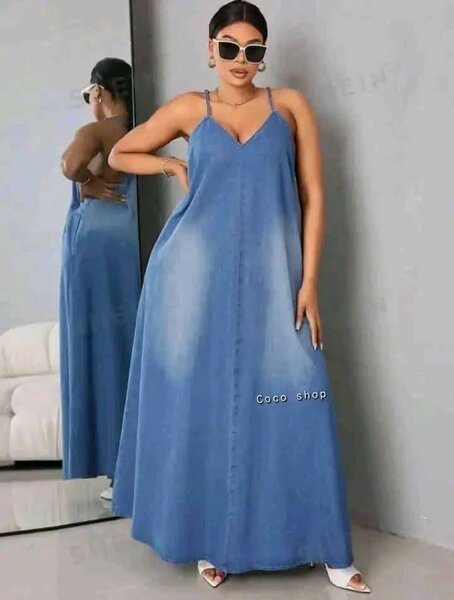 Robe longue en denim chic