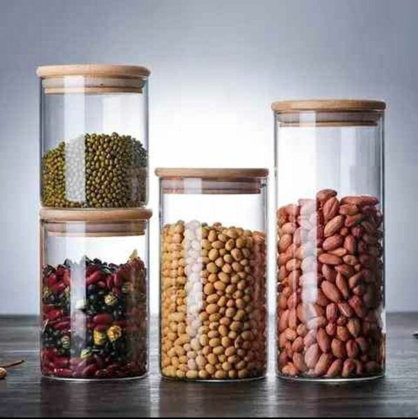Glass storage jar 4 pieces