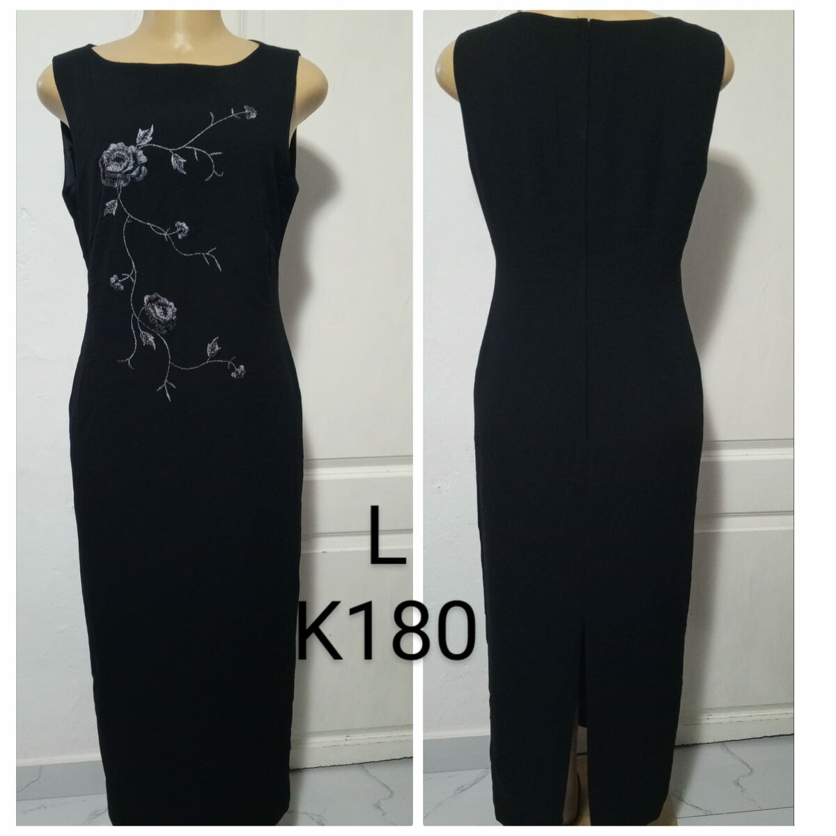 Women's long black dress, size L