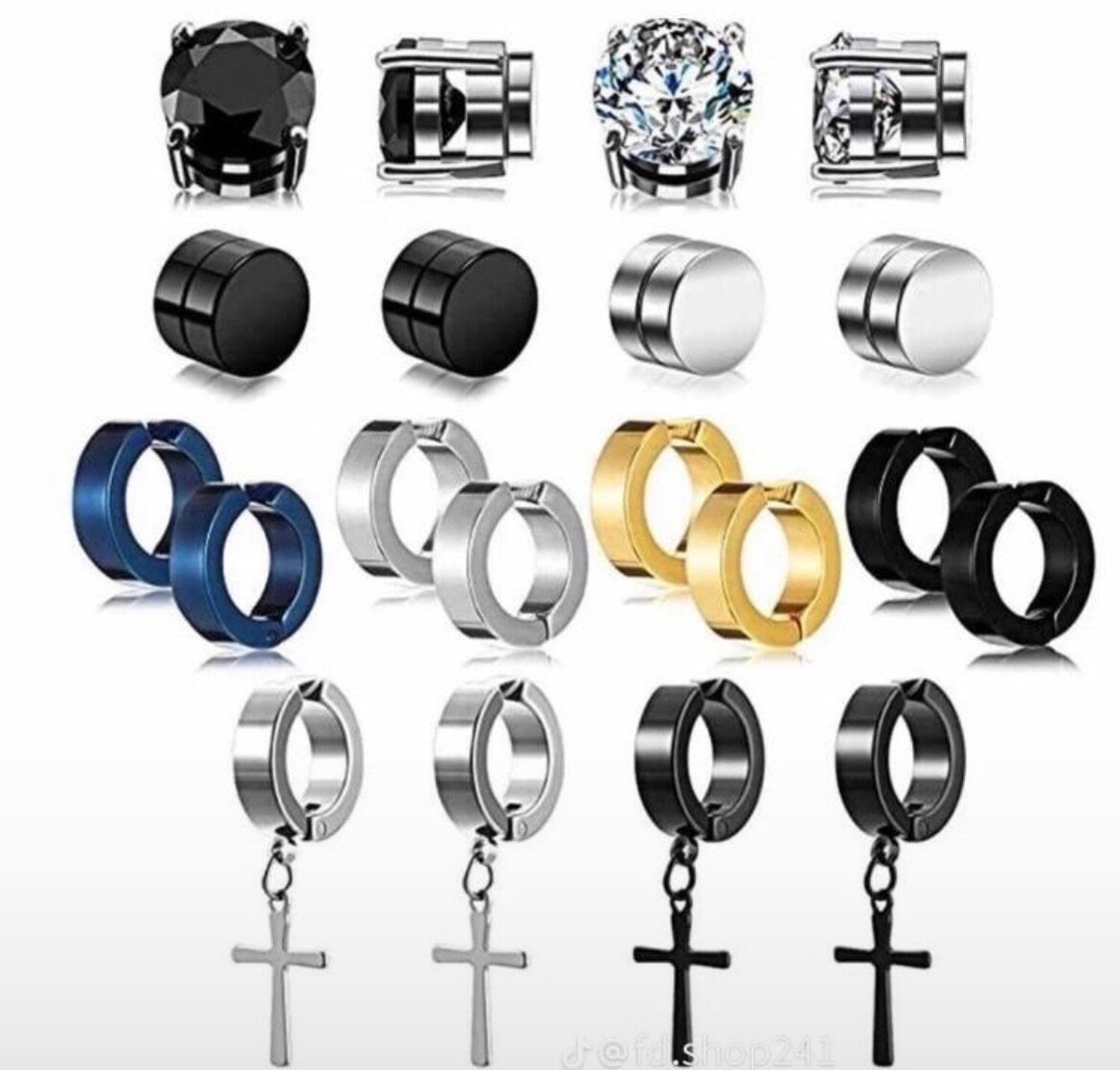 Lot de Boucles d'Oreilles Magnétiques Homme