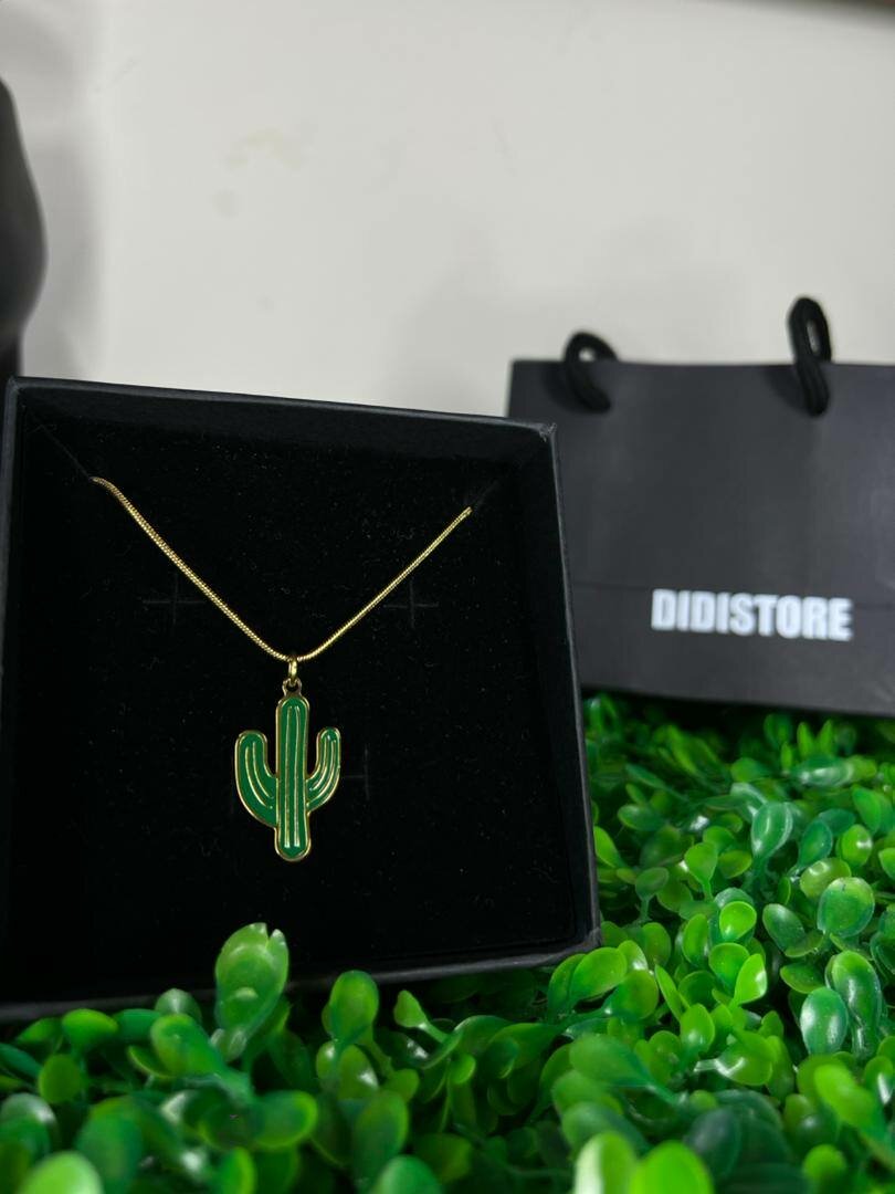 Collier cactus émaillé chic